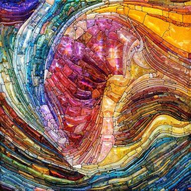 Shimmering Glass series. Composition of saturated refracted glass patterns on the subject of sensory enchantment, light perception, imagination and creativity.