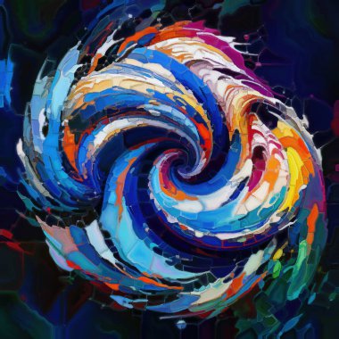 Renk Şekilleri serisi. Sanat, yaratıcılık, hayal gücü ve grafik tasarım konularında parçalanmış renk kalıplarının dijital suluboya renginin bileşimi.