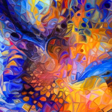 Tessellated Canvas serisi. Renk deseni, parçalanma, yüzey döşemesi, renk entegrasyonu ve tasarım konularında bütünleşik bir yapı oluşturan boya parçalarının arkaplanı.