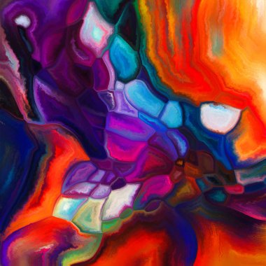 Örtülü Palet serisi. Renk deseni, parçalanma, yüzey kaplaması, renk entegrasyonu ve tasarım konularında boyanmış mozaik elementlerin arkaplan tasarımı.