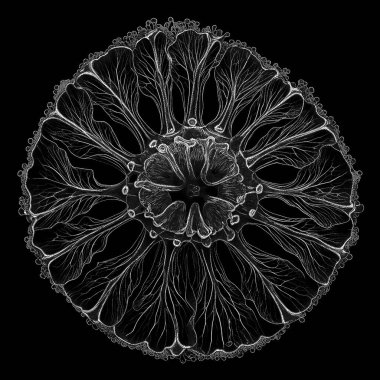 Yaşam formları dizisinin yaratılışı. Bir yaşam formunun narin yapısının arkaplanı dijital sanat, ışık algısı, hayal gücü ve yaratıcılık konularına hassas nokta yerleştirme ile hayata geçirildi..