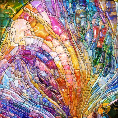 Shimmering Glass series. Background composition of saturated refracted glass patterns on the subject of sensory enchantment, light perception, imagination and creativity.