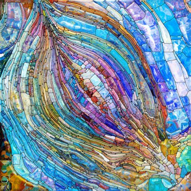 Işıldayan Cam serisi. Duyusal büyü, ışık algısı, hayal gücü ve yaratıcılık konularındaki doymuş cam kalıplarından oluşan soyut bir arkaplan..