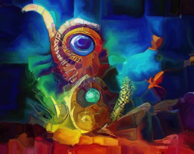 Spiral Dreams serisi. Sanat, hayal gücü ve rüya konularındaki gerçeküstü doğal formların, dokuların ve renklerin arka plan kompozisyonu.