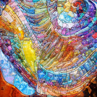 Shimmering Glass series. Background composition of saturated refracted glass patterns on the subject of sensory enchantment, light perception, imagination and creativity.