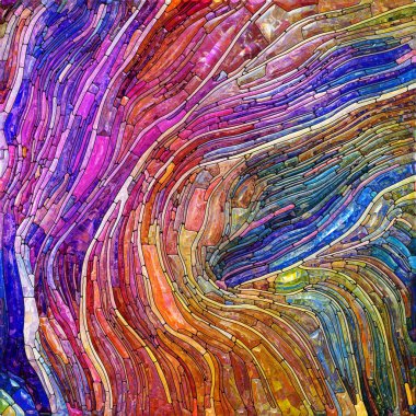 Shimmering Glass series. Composition of saturated refracted glass patterns on the subject of sensory enchantment, light perception, imagination and creativity.