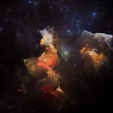 Rüya Bulutsusu serisi. Fraktal yıldızların yaratıcı düzenlenmesi ve bilimsel illüstrasyon, hayal gücü, sanat ve tasarım konularında resim nebulası.