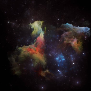 Rüya Bulutsusu serisi. Fraktal yıldızların arkaplanı ve bilimsel illüstrasyon, hayal gücü, sanat ve tasarım üzerine boyanmış nebula.