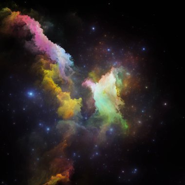 Rüya Bulutsusu serisi. Boyalı nebula ve fraktal yıldızların bilim, sanat, fantezi ve grafik tasarım konularındaki yaratıcı düzenlemesi.