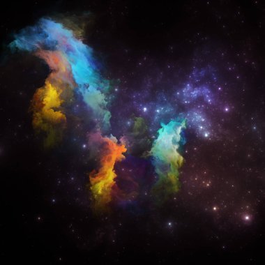Rüya Bulutsusu serisi. Bilim, sanat, fantezi ve grafik tasarım konularında boyalı nebula ve fraktal yıldızlardan oluşan soyut tasarım.