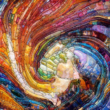 Shimmering Glass series. Background composition of saturated refracted glass patterns on the subject of sensory enchantment, light perception, imagination and creativity.