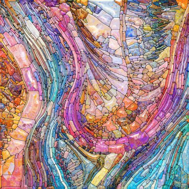 Shimmering Glass series. Background composition of saturated refracted glass patterns on the subject of sensory enchantment, light perception, imagination and creativity.