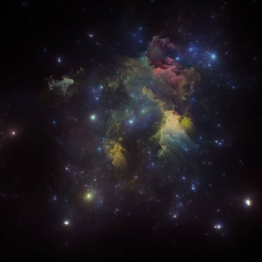Rüya Bulutsusu serisi. Fraktal yıldızların yaratıcı düzenlenmesi ve bilimsel illüstrasyon, hayal gücü, sanat ve tasarım konularında resim nebulası.
