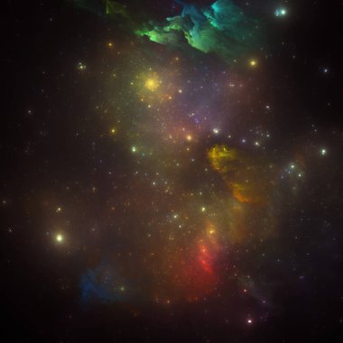 Rüya Bulutsusu serisi. Bilimsel illüstrasyon, hayal gücü, sanat ve tasarım konularında boyanmış nebula ve fraktal yıldızların arkaplanı.