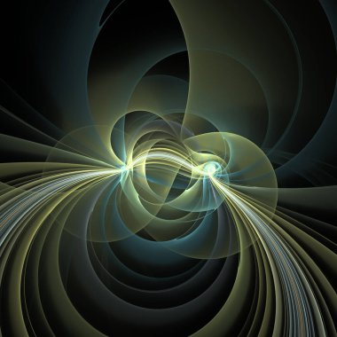 Kuantum Dinamik serisi. Modern bilim ve araştırma konularındaki girdap, bükülme ve etkileşim dalgalarının sanatsal soyutlaması.