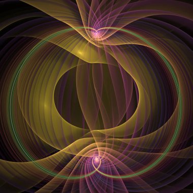 Kuantum Dinamik serisi. Modern bilim ve araştırma konularındaki girdap, bükülme ve etkileşim dalgalarının sanatsal soyutlaması.