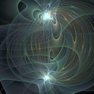 Kuantum Dinamik serisi. Modern bilim ve araştırma konularındaki girdap, bükülme ve etkileşim dalgalarının sanatsal soyutlaması.