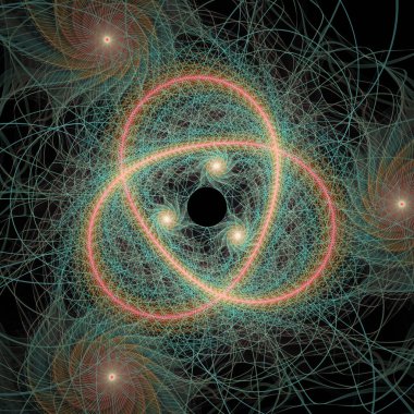 Kuantum Dinamik serisi. Modern bilim ve araştırma konularındaki girdap, bükülme, etkileşim ve dalga desenlerinin arka plan bileşimi.