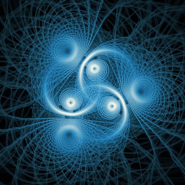 Dalga Fonksiyonu serisi. Modern bilim ve araştırma konularındaki girdap, bükülme ve etkileşim dalgalarından oluşan bir tasarım..