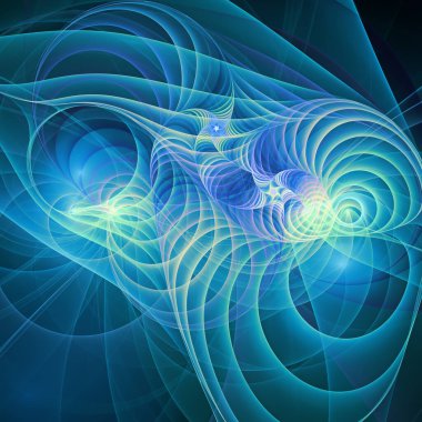 Uzay türbülans serisi. Eğitim, araştırma ve modern bilim konularında dalga titreşimleri ve dinamik yayılma örüntüsünün arkaplan bileşimi.