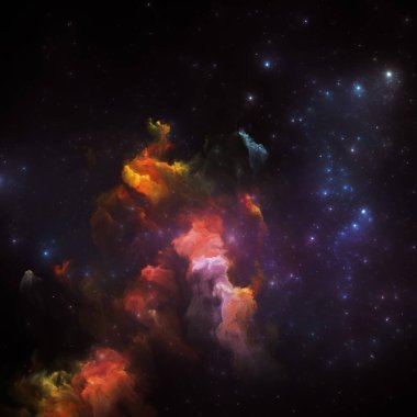 Rüya Bulutsusu serisi. Bilim, sanat, fantezi ve grafik tasarım konularında boyalı nebula ve fraktal yıldızların arkaplan tasarımı.