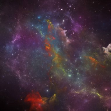 Rüya Bulutsusu serisi. Bilimsel illüstrasyon, hayal gücü, sanat ve tasarım konularında boyalı nebula ve fraktal yıldızların düzenlenmesi.