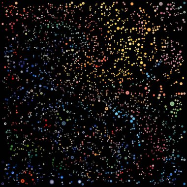 Dot World serisi. Görsel algı, atom tasarımı, moleküler teori ve soyutlama konularındaki dalgalanmaları andıran eş merkezli çemberler..