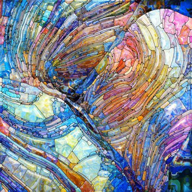 Işıldayan Cam serisi. Duyusal büyü, ışık algısı, hayal gücü ve yaratıcılık konularındaki doymuş cam kalıplarından oluşan soyut bir arkaplan..