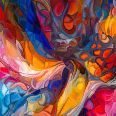 Parçalanma serisinin ruhu. Renk deseni, parçalanma, yüzey kaplaması, renk entegrasyonu ve tasarım konularındaki renk entegre parçaların arkaplanı.