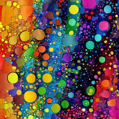 Dijital Cam serisi. Renkli cam parçalarının akış tesselasyonları vitray tasarımı, ışık algısı, kompozisyon, renk algısı ve sanat camı üzerinde ışıl ışıl dönen mozaikler yaratıyor..