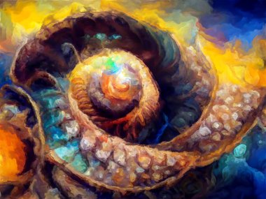 Organik Renkler serisi. Sanat, yaşam ve tasarım konularında organik formları, fırça darbelerini ve renk boyalarını anımsatan şekillerin düzenlenmesi.