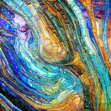 Shimmering Glass series. Composition of saturated refracted glass patterns on the subject of sensory enchantment, light perception, imagination and creativity.