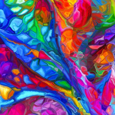 Tessellated Canvas serisi. Mozaik, tuval montajı, sanatsal kompozisyon, desen, renk ve tasarım konularındaki boyanmış mozaik elementlerin arkaplanı.