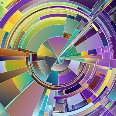 Renkli Tekerlek serisi. Sanat, bilim, görselleştirme, renk teorisi ve veri görselleştirmesi konularında pürüzsüz tonsal geçişleri ve açısal katmanları olan karmaşık konsantre şekiller.