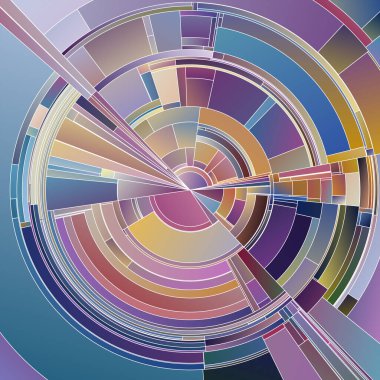 Renkli Dişliler serisi. Görselleştirme, sanat, bilim, veri görselleştirme ve renk teorisi konularında dinamik tonsal zıtlıklar ve kusursuz gradyanlarla dairesel şekillerin örtüşmesi.