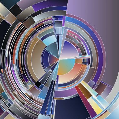 Renkli Tekerlek serisi. Renk teorisi, konsept tasarımı, bilim, illüstrasyon ve görselleştirme konularında kesişen geometrik şekillerin dairesel düzeni ve canlı renkler.