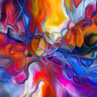 Tessellated Canvas serisi. Mozaik, tuval montajı, sanatsal kompozisyon, desen, renk ve tasarım konularındaki boyanmış mozaik elementlerin arkaplanı.
