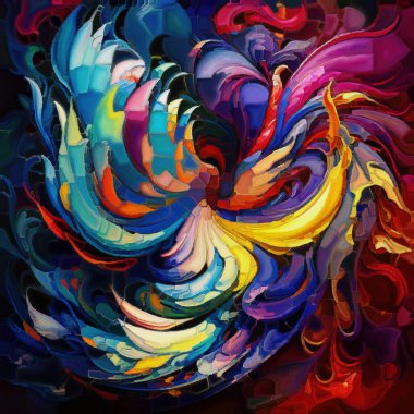 Renk Şekilleri serisi. Sanat, yaratıcılık, hayal gücü ve grafik tasarımı konularındaki alt formların doğal medya yorumlanması.