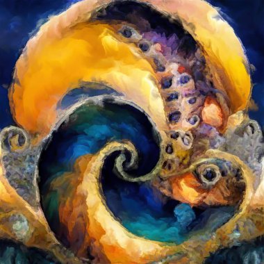 Organik Renkler serisi. Sanat, yaşam ve tasarım konularında organik formları, fırça darbelerini ve renk boyalarını anımsatan şekillerin düzenlenmesi.