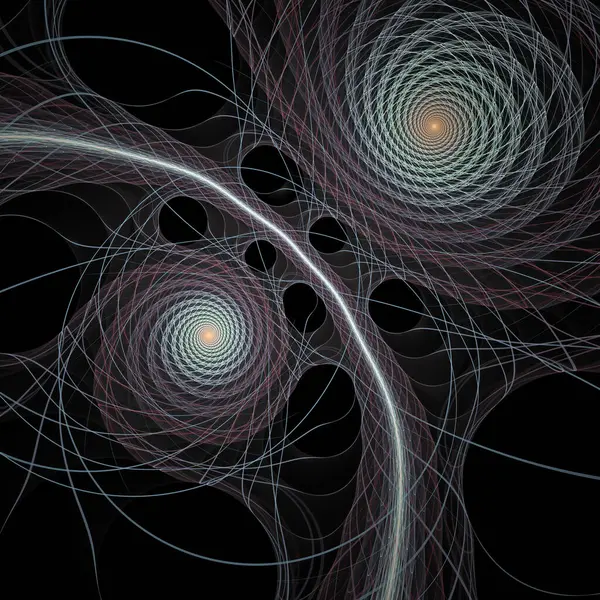 Frekans Hareketi serisi. Modern bilim ve araştırma konularındaki girdap, bükülme ve etkileşim dalgalarından oluşan soyut bir tasarım..