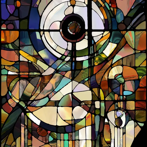 Sharp Stained Glass series. Composition of abstract color glass patterns on the subject of chroma, light and pattern perception, geometry of color and design.