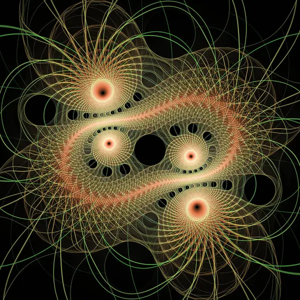 Frekans Hareketi serisi. Modern bilim ve araştırma konularındaki girdap, bükülme ve etkileşim dalgalarından oluşan soyut bir arka plan..