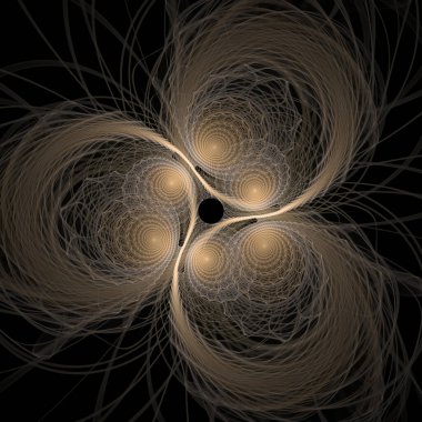 Frekans Hareketi serisi. Modern bilim ve araştırma konularındaki girdap, bükülme ve etkileşim dalgalarından oluşan soyut bir tasarım..