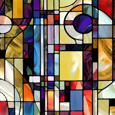 Sharp Stained Glass series. Composition of abstract color glass patterns on the subject of chroma, light and pattern perception, geometry of color and design.