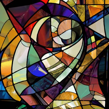 Sharp Stained Glass series. Composition of abstract color glass patterns on the subject of chroma, light and pattern perception, geometry of color and design.