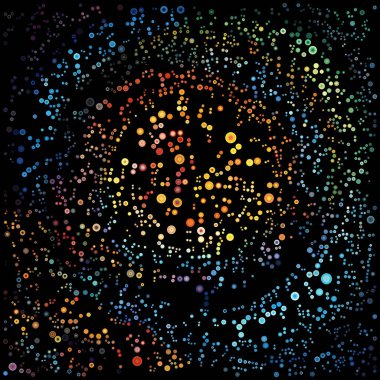 Küresel Alan Adı Serisi. Tasarım, atom teorisi, görsel algı ve soyutlama konularında moleküler bağlantıyı çağrıştıran parlak kürelerin ruhani hizalanması.