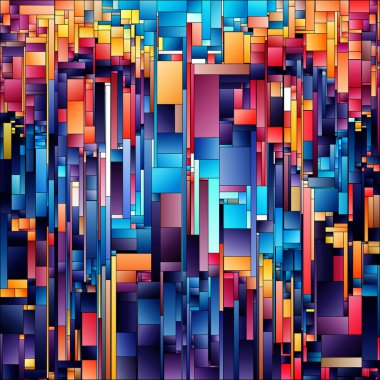 Gradyan Parçalar serisi. Renk algısı, renk teorisi, tasarım birliği, görsel sanat ve kompozisyon konularında çeşitli boyutların katmanlı gradyan dikdörtgenlerini içerir..