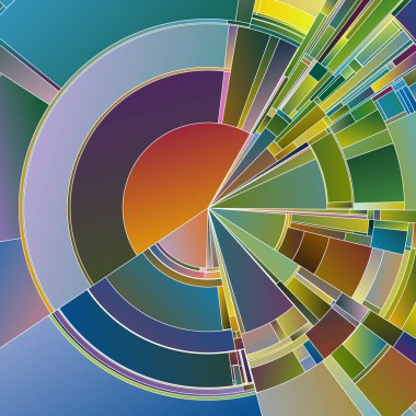 Renkli Dişliler serisi. Sanat, görselleştirme, bilim, renk teorisi ve tasarım konularında kusursuz tonsal geçişler ve karmaşık desenlerle uyumlu radyal simetri.