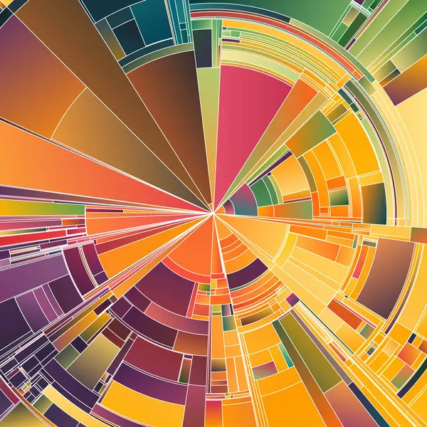 Renkli Tekerlek serisi. Sanat, renk teorisi, görselleştirme, bilim ve tasarım konularında dinamik tonsal eğimlere ve açısal elementlere sahip karmaşık konsantre kalıplar.