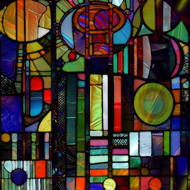 Rebirth of Stained Glass series. Design composed of diverse glass textures, colors and shapes on the subject of light perception, creativity, art and design.